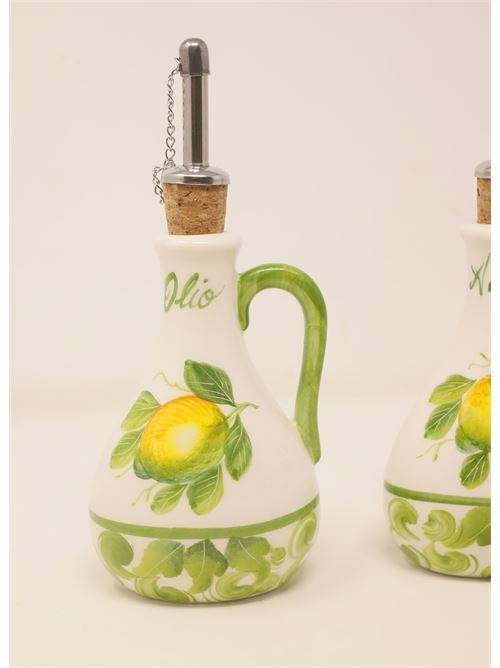 set olio e aceto con decoro limoni e foglie L'Oasi ceramiche | SETOLIOACETOFOGLIELIMLIMFOGLIE